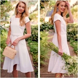 NWT Anthropologie GAL MEETS GLAM Cecilia Belted Midi Dress Cream 12 MSRP $200